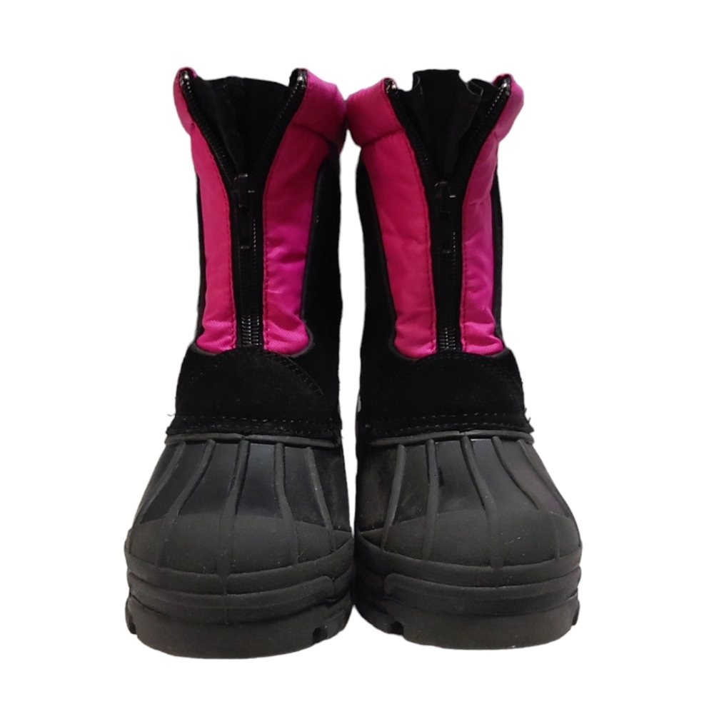 Totes Pink Black Suede Nora Winter Snow Boots Girls Youth Size 11 - Picture 4 of 9